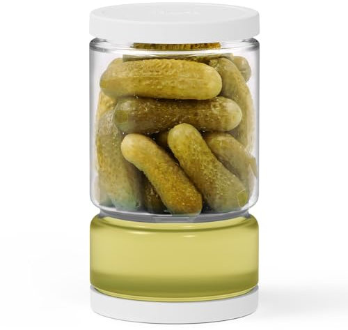 ForTidy Glass Pickle Jar with Strainer Flip for Pickle Lover - Leakproof Airtight Juice Separator for Olive, Gherkin or Chilli, BPA Free, Dishwasher and Refrigerator Safe (White, 45 oz*1 pack)