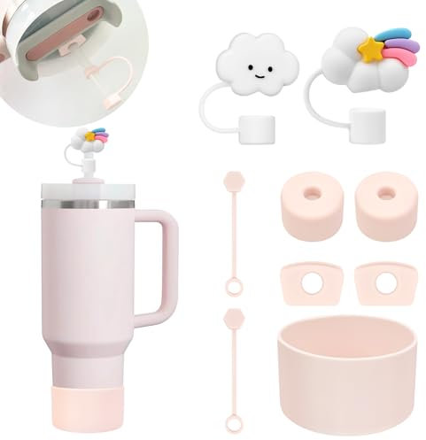 GADITIEK Accesorios para Stanley Cup, incluyendo 2 piezas cubierta de la paja para 9-10 mm pajas, 6 piezas tapones de silicona, 1 pieza de silicona de arranque para Stanley Cup Quencher