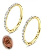 Morfetto 18G Nasenringe Helix Piercings Gold Knorpel Ohrring Nasenring Hoop Chirurgenstahl Septum Clicker Ring Segmentring Silber Helix Ohrläppchen Daith Rook Conch Tragus Piercing 8MM Golden