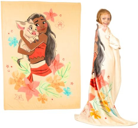 Franco Disney Princess Vaiana Kinder-Bettwäsche, superweiche Plüsch-Überwurfdecke, 116,8 x 152,4 cm (offizielles Lizenzprodukt)