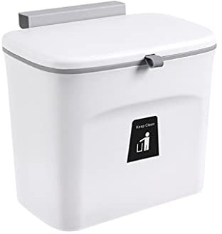 SANRLO Cubo de basura para colgar en la pared para cocina, puerta de armario, con tapa, cubo de basura de cocina, cubos de basura, cubos de basura