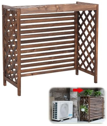 Aire Acondicionado De Madera Persianas De Carcasa Aire Acondicionado De Madera Maciza Cubierta Decoración De Pantalla De Aire Acondicionado Para Aire Acondicionado Exterior Rejilla Aire Acon(M)