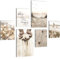 Novart Wandbilder Boho Pampasgras - KOMPLETT AUFHÄNGFERTIG - Beige Wohnzimmer Schlafzimmer Flur - 6 Moderne Mood-Bilder - N035367a