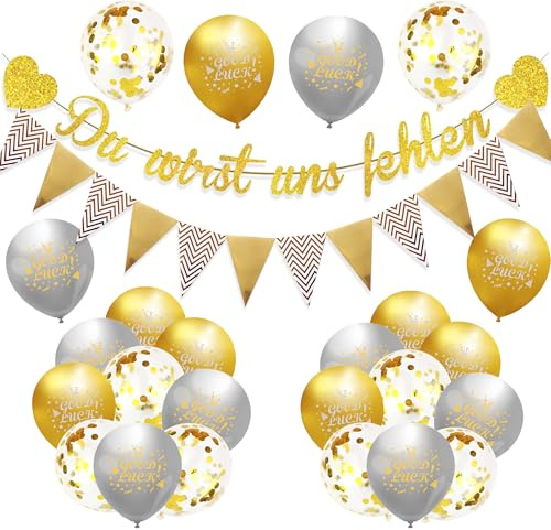 Wir Werden Dich Vermissen Dekorationen – 26 Stück für Rente Deko Ruhestand | werden dich vermissen -Dekorationen, „Wir werden dich vermissen“Banner-Konfetti-Latexballons für die Abschlussfeier