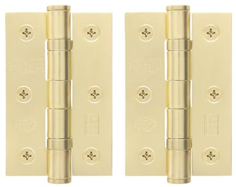 EAI Brass Door Hinges | 3 Inch / 76mm Satin Brass Internal Fire Door Hinges | 1 Pair