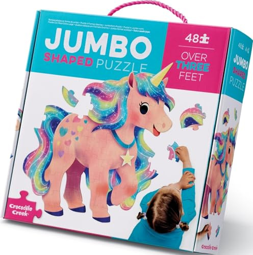 Crocodile Creek Puzzle Spielzeug Einhorn - 48 Teile - große Bodenpuzzle