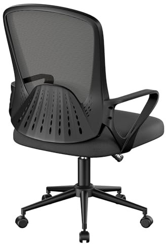 naspaluro Bürostuhl, Ergonomischer Schreibtischstuhl Mit Mesh-Abdeckung, Einzigartiger Lendenwirbelstütze, Gepolstertes Sitzkissen, Höhenverstellbarer Bürostühle für Home Office, Schwarz