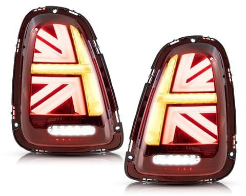 SCMDNOZ Auto Rückleuchten für Mini Cooper R56 R57 R58 R59 2007-2009 2010 2011 2012 2013, Links Rechts Bremslichter Heckleuchten Rücklicht-Komplettsets Ersatz Zubehör,Red