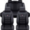 Auto Sitzbezüge Sets für BMW X1 E84 X1 1.Gen 2009-2015, Universal PU Leder AutositzbezüGe Vordersitze Rücksitze Schonbezüge Autositz Sitzschoner,A/Black
