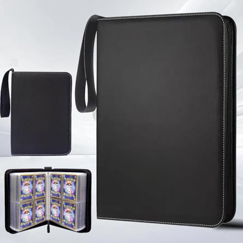 Sammelalbum für Karten,Sammelkarten Album 50 Seiten 400,Transparent Card Binder 6.7 * 9.2cm Wasserdicht PU Leder Sammelalbum Karten, Verwendet zum Sammeln von Spielkarten und Sportkarten