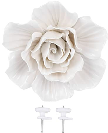 SOLUSTRE Keramik Blumen Wanddekoration Ornament Für Innen Außenbereich Elegantes Design Inklusive Aufhängung Als Geschenk