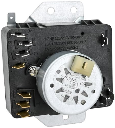 Temporizador de secadora W10185982 compatible con Whirlpool WED4800XQ0, 7MWED1800EM0, 3DWGD4815FW1, May-tag MEDC215EW, Kenmore, Crosley CDEW7110RW0, etc., repuesto para 418-618-20-b5, WPW101 85982