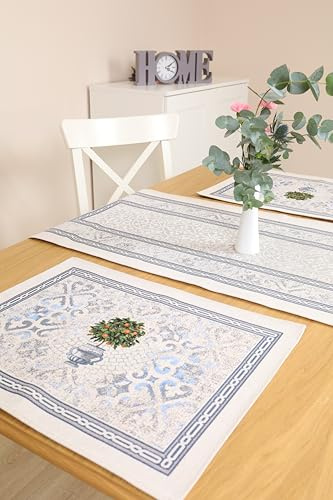 Set di 6 tovagliette lavabili, 40x50 cm, tovaglioli di tessuto 100% Jacquard Gobelin, sottopiatti di alta qualità riutilizzabili per matrimoni, compleanni, cucine, caffè - Italia