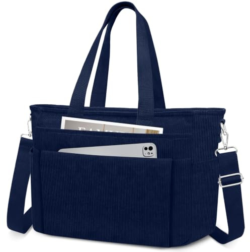 TEUEN Handtasche Cord Tasche Damen Leichte Tote Bag Lässige Shopper Umhängetasche Crossbody ＆ Henkeltaschen mit Mehreren Taschen und Abnehmbaren Schultergurten für Arbeit Schule Reisen Einkaufen