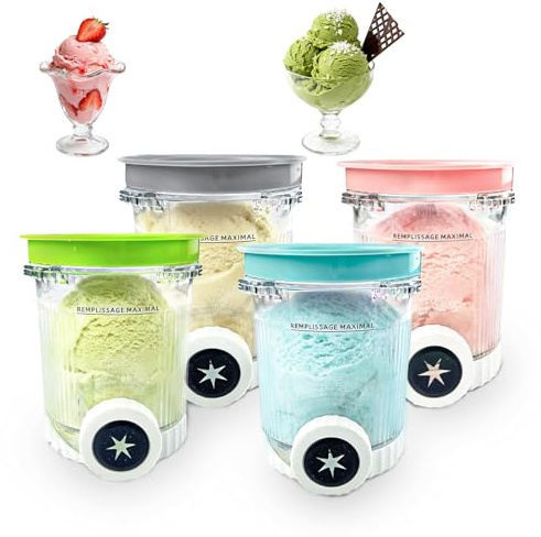 4 Stück 480 ml Creami-Behälter für Ninja Creami Swirl NC700 & NC701EU | Eiscreme Behälte mit Swirl für Ninja Swirl Eismaschine, BPA-Frei und SpüLmaschinenfest (4-teiliges Set-grau+blau+rosa+grün)