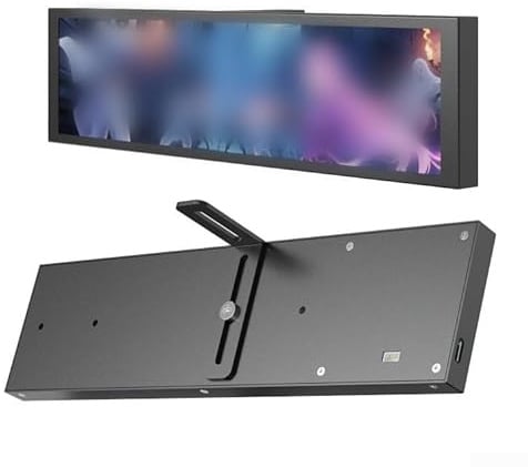 Pantalla secundaria Mirabox D92 de 9.2 pulgadas, monitor de chasis, rendimiento de temperatura de la CPU, accesorios de PC de pantalla larga tipo C USB (negro)