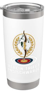 Bogenschütze Verein Vintage Wappen Bogensport Traditionell Doppelwandiger Edelstahl-Thermobecher
