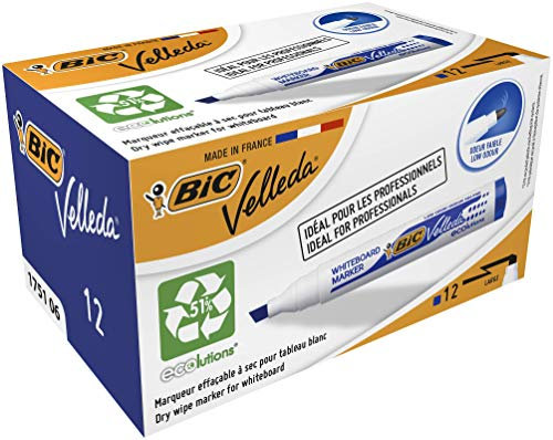 BIC Velleda 1751 Ecolutions Dry Erase Filz - Blau, Karton mit 12 Stück