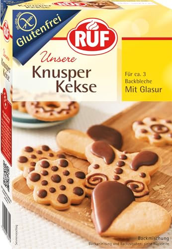 RUF Glutenfreie Kekse mit Kakaoglasur, Backmischung für 3 Backbleche Plätzchen, Zöliakie geeignet, 100% Glutenfrei