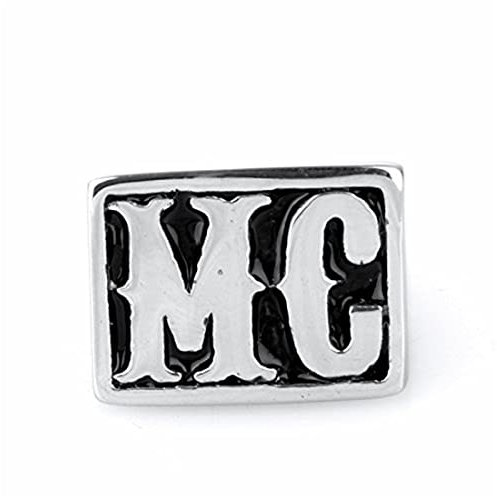 HIJONES Schmuck Herren Edelstahl Biker Ringe MC, Jahrgang, Schwarz Silber Größe 62 (19.7)