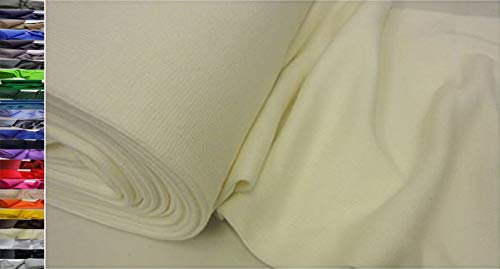 StoffBook BAUMWOLLE BÜNDCHENSTOFF BI-STRETCH RIPPENSTRUKTUR STOFF, B861 (WOLLWEIß)
