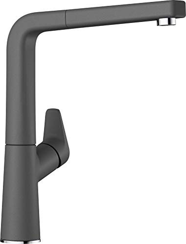 BLANCO 521285 AVONA-S cucina monocomando con doccetta estraibile, rubinetto ad alta pressione, effetto silgranite, grigio roccia, 1 pezzo, Hochdruck
