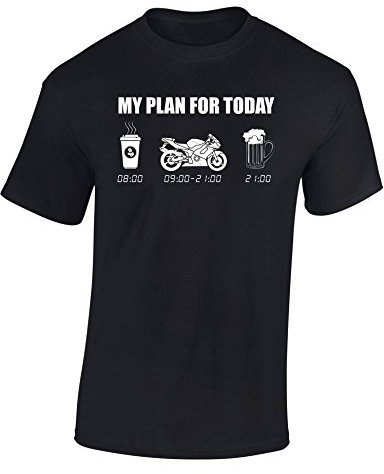 Maglietta: My Plan for Today: Moto - Idea Regalo per Uomini - T-Shirt Divertente - Maglia Uomo - Motocicletta - Biker - Race - Pilota - libertà (M)