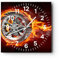Modern Wanduhr Rad Flammen Felge 40x40cm Quadrat Groß Wand Uhr Glas Analog Zimmeruhren Küche Büro Wohnzimmer Glasuhr Wall Clock Dekoration Design Wanddekoration Küchenuhr C4AC40x40-0198