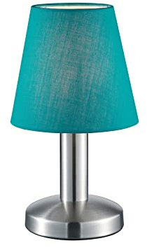 meineWunschleuchte Tischlampe Silber matt mit Stoffschirm Türkis - Touch dimmbar, 24cm klein