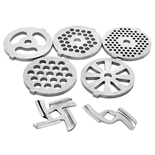 Together-life 7 Piece Stainless Steel Meat Grinder Plates & Blades for Food Chopper & Meat Grinder