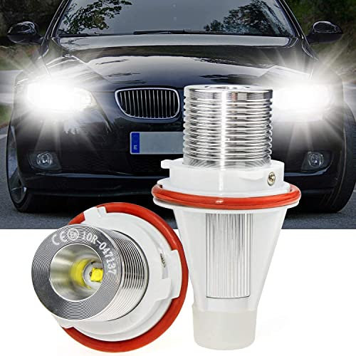 10W Coche Faros Angel Eyes Alta Potencia Halo Marcador Anillo Bombillas 6000K Blanco Para E39/E53/E60/E61/E63/E64/E65/E66/ Serie 5, 6, 7, X3, X5(2 unidades). (Black)