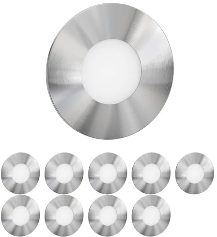 ledscom.de 10 Stück LED Treppenlicht/Wandeinbauleuchte FEX für innen und außen, rund, edelstahl, 85mm Ø, kaltweiß