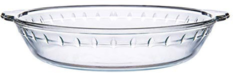 NUTRIUPS Plato Eedondo de Vidrio para Hornear con Asa, Plato para Servir Pasteles, Alta Resistencia al Calor, Moldes para Hornear de Vidrio para Pasteles, Tartas, Flan (22x18,52x4,5 cm)