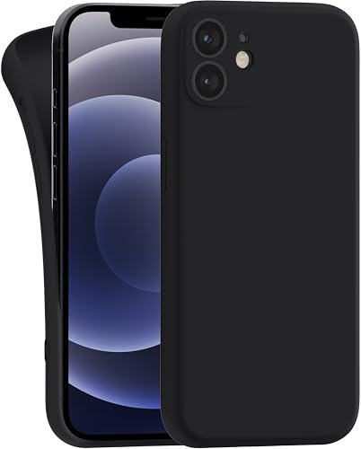 MyGadget Hülle kompatibel mit iPhone 12 Mini - robuste Handyhülle TPU Case Slim Silikonhülle - Back Cover Kratzfest Schutzhülle matt Schwarz