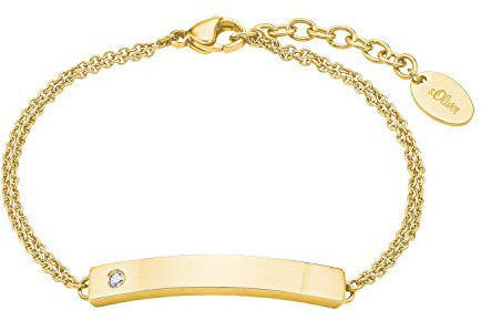 s.Oliver Armband Edelstahl Damen Armschmuck, mit Kristall, 17+3 cm, Gold, Kommt in Schmuck Geschenk Box, 2028471