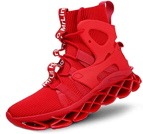 Hello MrLin Herren Laufschuhe Slip On Athletic Schuhe Blade Socken Sneaker Hip Hop Tennis Mode, Rot, 42 EU