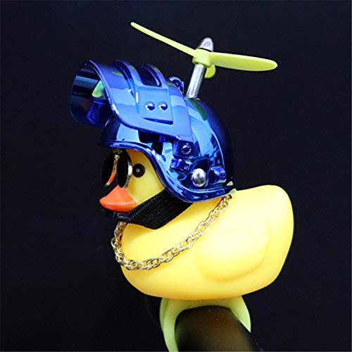 KERDEJAR Gelbe Ente aus Silika-Gel und Gummi - Hängende Auto-Dekoration mit Propellerhelm und Quietschfunktion - Entspannungsspielzeug für Erwachsene und Kinder ab 3 Jahren - Casual Occasion