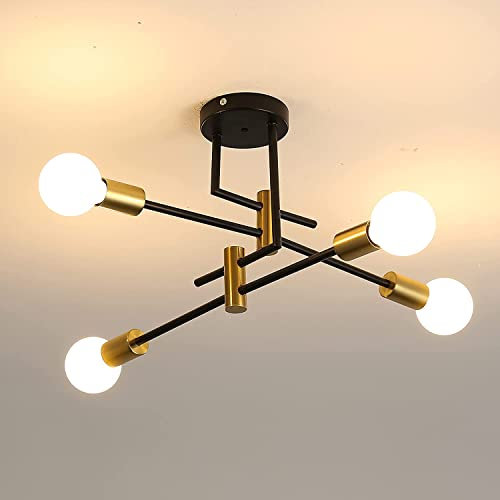 DAXGD Vintage Deckenleuchte, E27 industrielle Deckenleuchten Durchmesser 70CM für Schlafzimmer, Küche, Flur, moderne Kronleuchter 4-Lichter (Glühbirne nicht enthalten)