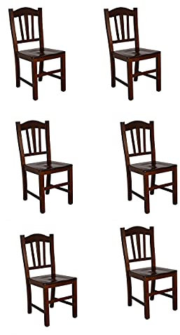 SISA srl Sedie Sala Da Pranzo 6 Pezzi, Sedie Cucina Legno, Arredamento Casa, Modello Silvana, Colore Noce, 45x43x95 cm, Sedie Legno Massello, Made in Italy