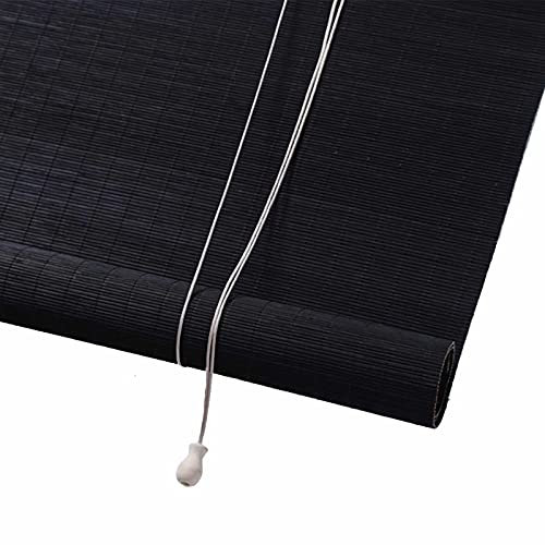 JLXJ Black Bamboo Roll Up Window Blind, Retro Exterior Privacy Protection Roller Shade, for Pergola Balcony Door, 95cm/115cm/135cm/155cm Wide (Size : 155×270cm(61×106in))