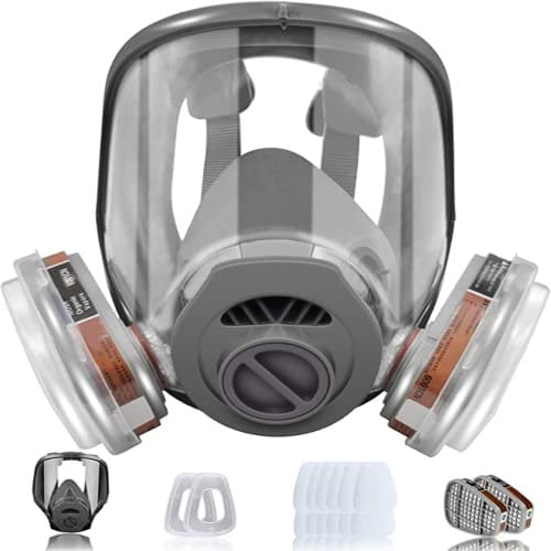 Maschera Respiratoria Con Filtri,18-1 Maschere Antigas Maschera Antipolvere Professionali Copertura Respiratore A Pieno Facciale per Rettifica, Falegnameria, Ristrutturazione Di internie, etc