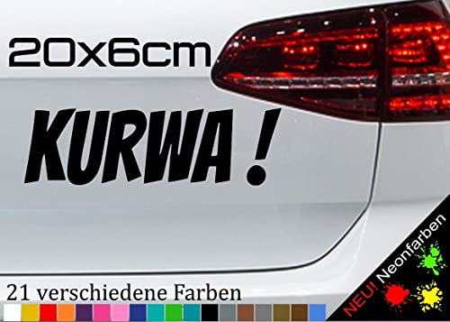 KURWA! Aufkleber Polnisch Russisch Böse Schimpfwort JDM Spruch Sticker 20x6cm in 21 Farben