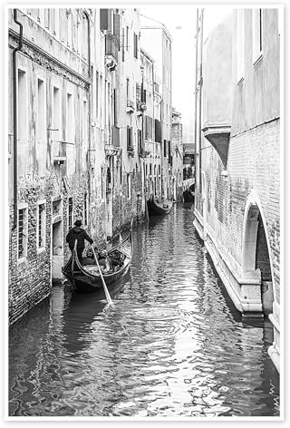 Gondel in Venedig Poster 20 x 30 cm Schwarz-Weiß Wandbilder Wanddeko