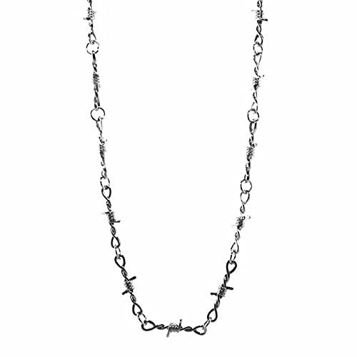 Zylione Stacheldraht Gothic Punk Taille Dornen Metalldraht Universal und Kette für Männer Frauen Halsketten & Anhänger Schlangen Halskette