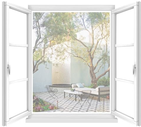 2 Stück Fliegengitter Fenster, 130 X 150 cm Insektenschutz Fenster Zuschneidbar Mückenschutz Fenster mit Selbstklebend Klebeband, Moskitonetz Fenster ohne Bohren – Weiß