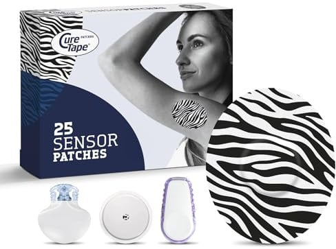 CureTape Patches ART - Sensor fixierpflaster - Pflaster für Freestyle Libre, Dexcom und Medtronic Guardian Sensoren - TÜV-Zertifikat - Einzigartige Varianten - 20 Stück(e) (Zebra)