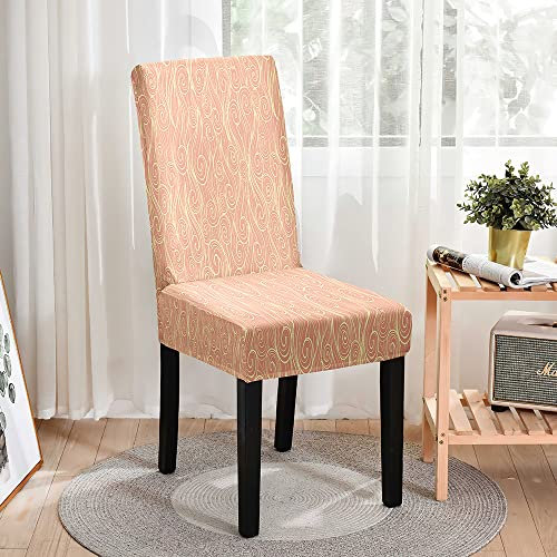 Odot Housse de Chaise Salle à Manger, 2/4/6 Pièces Housse Chaise Extensible Couverture de Chaise Universelle Lavables Protège Chaise pour Mariage,Hôtel (Vagues Rose pâle,Lot de 4)