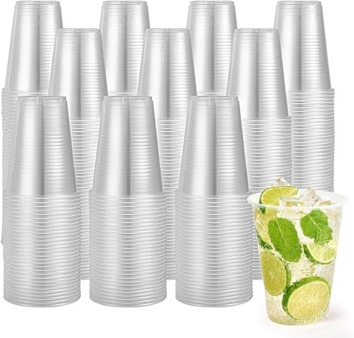Pack de 500Uds 300ml Vasos Reutilizables de plástico polipropileno Transparente ideal para fiestas y eventos (500, 300ml)