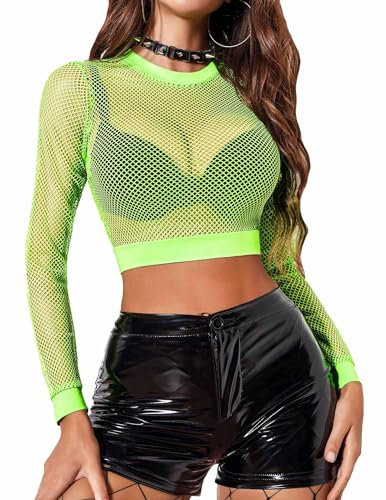 Avidlove Lenceria Sexy Mujer Top De Malla para Mujer Camiseta De Rejilla Cómoda y Elástica De Manga Larga para Mujer Ropa De Club De Rejilla Transparente