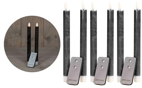 Stabkerzen LED mit Timer SCHWARZ 8 Stück Indoor 6 Stunden ECHTWACHS 23cm Höhe für Kerzen 2,2cm Durchmesser 2 AAA Batterien notwendig LED Stabkerzen 4er Set SCHWARZ (zwei Mal) bewegliche Flamme Licht